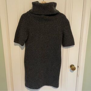 Dolce & Gabbana Charcoal Short-Sleeve Turtleneck Knit Mini Dress